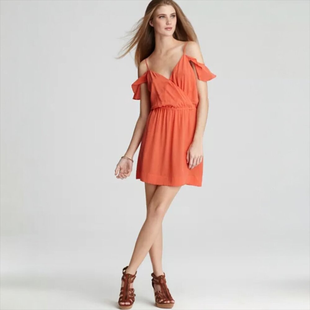Joie Sari Cold Shoulder Silk Mini Dress - Medium